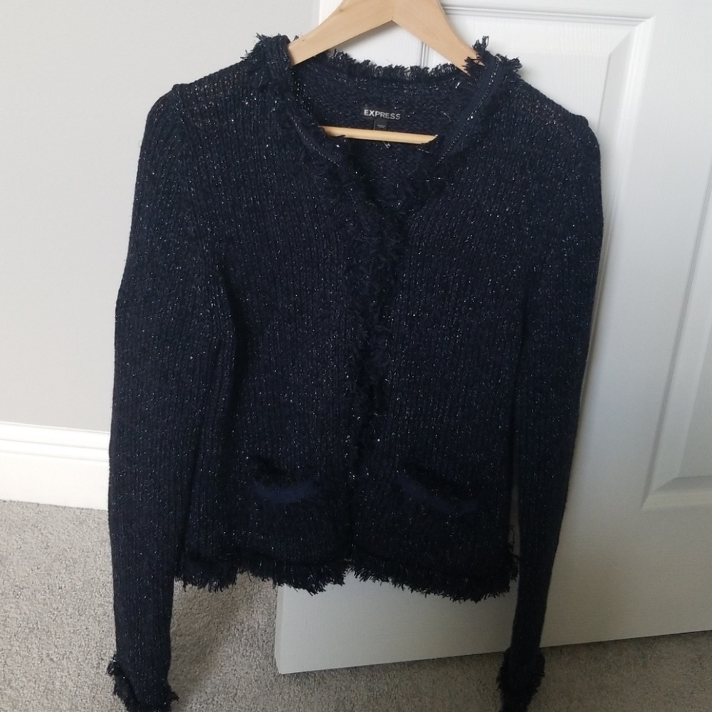 COPY - Express sweater jacket M L Navy Blue sparkle